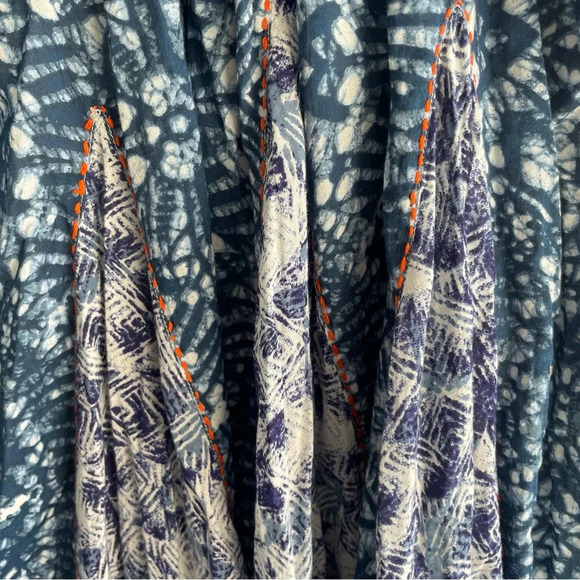 Free People indigo blue print babydoll off the shoulder dress 22279 - Picture 8 of 13